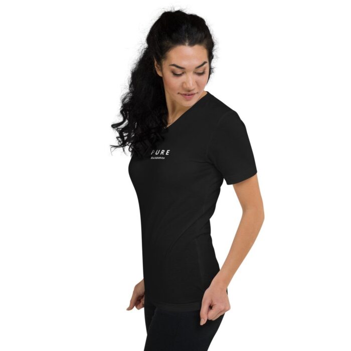 T-shirt donna nera maniche corte con scollo a V