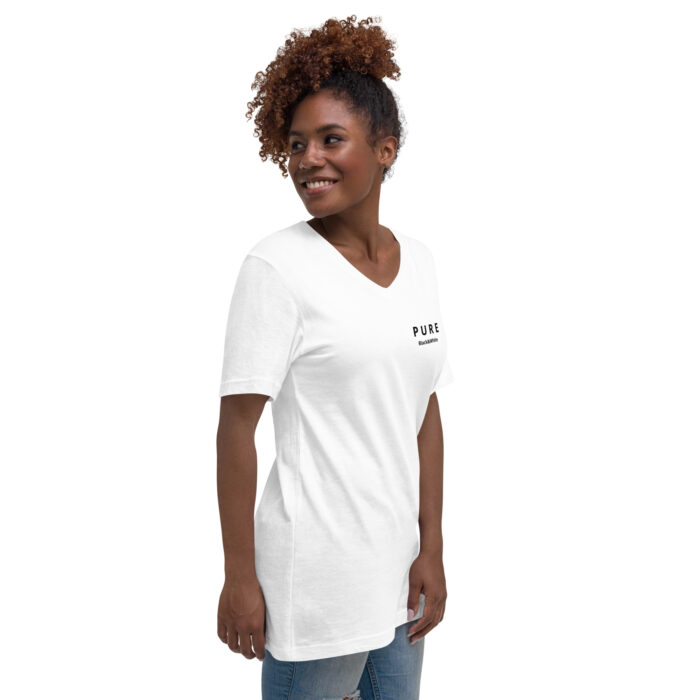 T-shirt donna bianca maniche corte con scollo a V