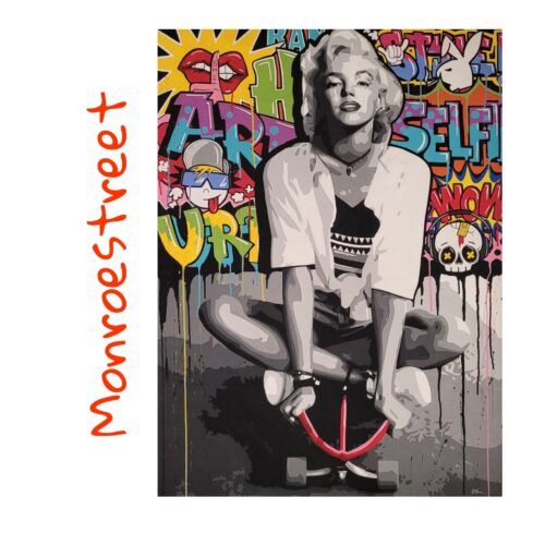 Quadro pop art dipinto a mano MONROE STREET "Un'inedita Marilyn Monroe street in versione pop art"
