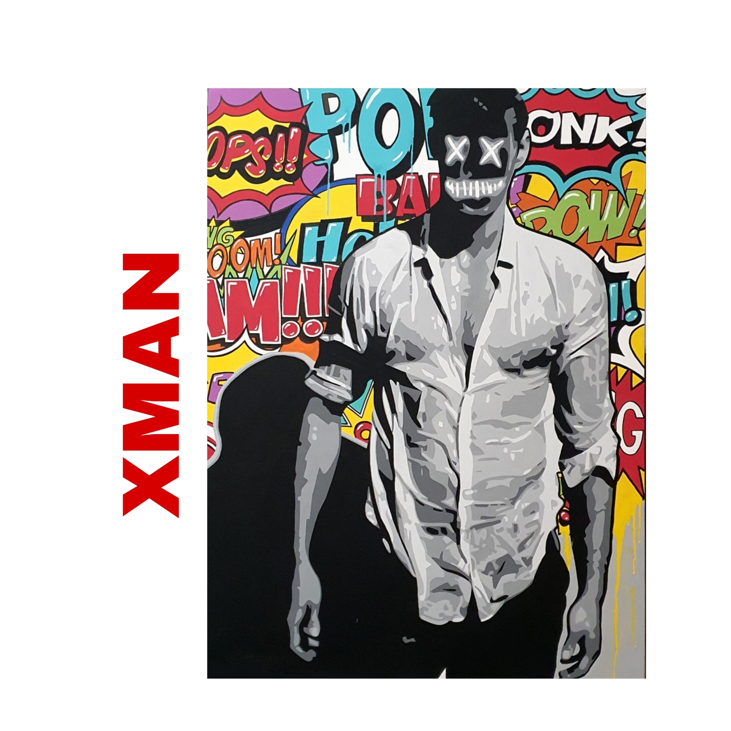 Quadro pop art dipinto a mano X-MEN "Ogni essere umano nel rapportarsi agli altri indossa una maschera"
