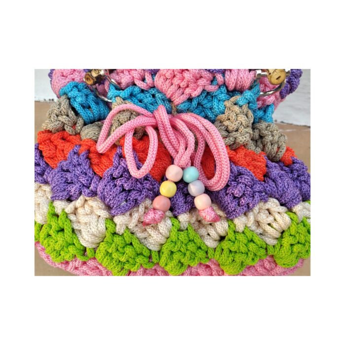 Borsa fatta a mano ad uncinetto multicolor modello MINI ANANAS