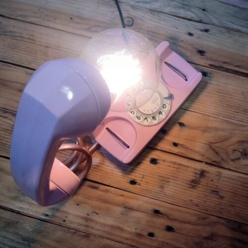 Lampada fatta a mano modello telefono Sip STARLITE colore rosa chiaro