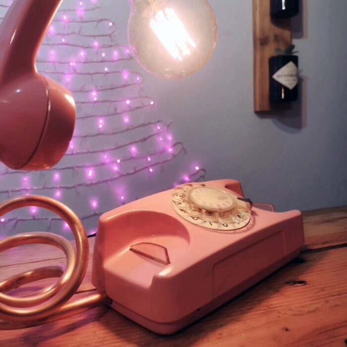 Lampada fatta a mano modello telefono Sip STARLITE colore rosa chiaro