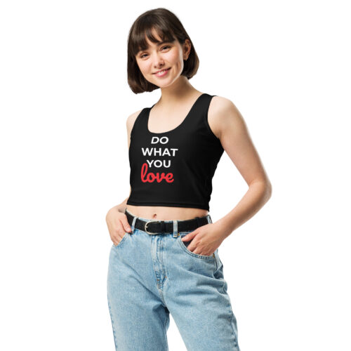 Crop top donna nero DO WHAT YOU LOVE