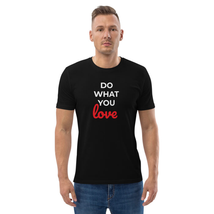 Maglietta in cotone organico uomo nera DO WHAT YOU LOVE